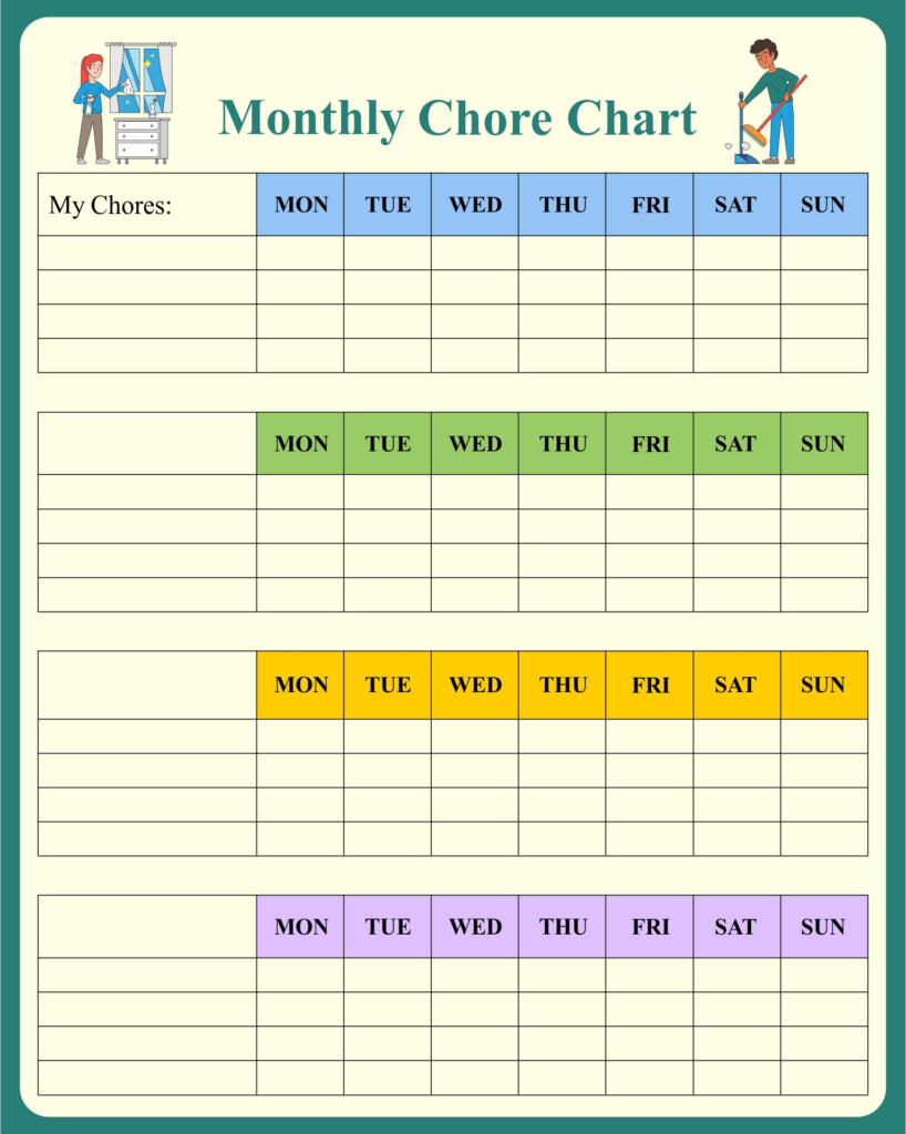 10 Best Monthly Chore Chart Printable Templates Printablee