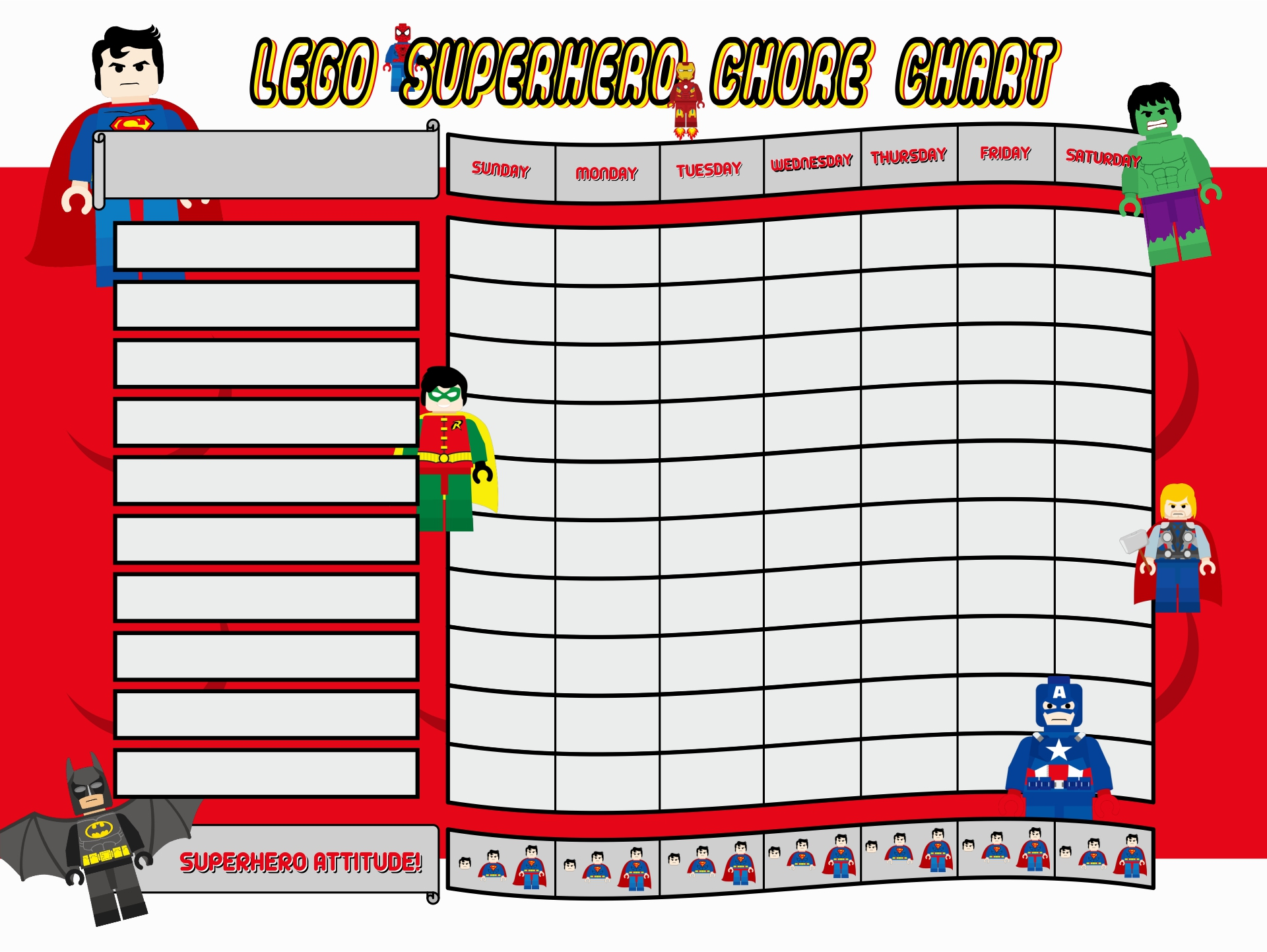 10 Best Super Hero Free Printable Chore Chart Printablee