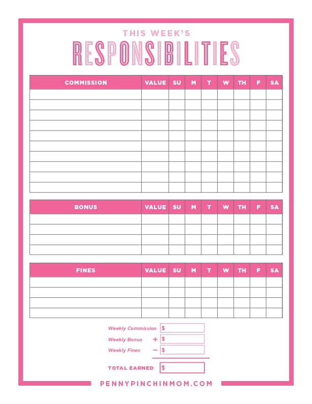 10 Fun Printable Chore Chart Templates To Help Kids With Their Chores