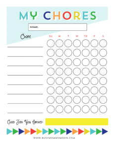 Printable Chore Chart For Preteens - PrintableChoreCharts.net