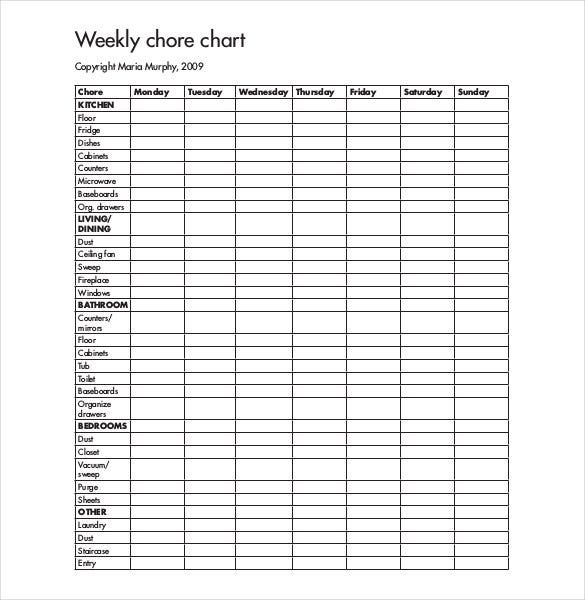 30 Weekly Chore Chart Templates DOC Excel Free Premium Templates