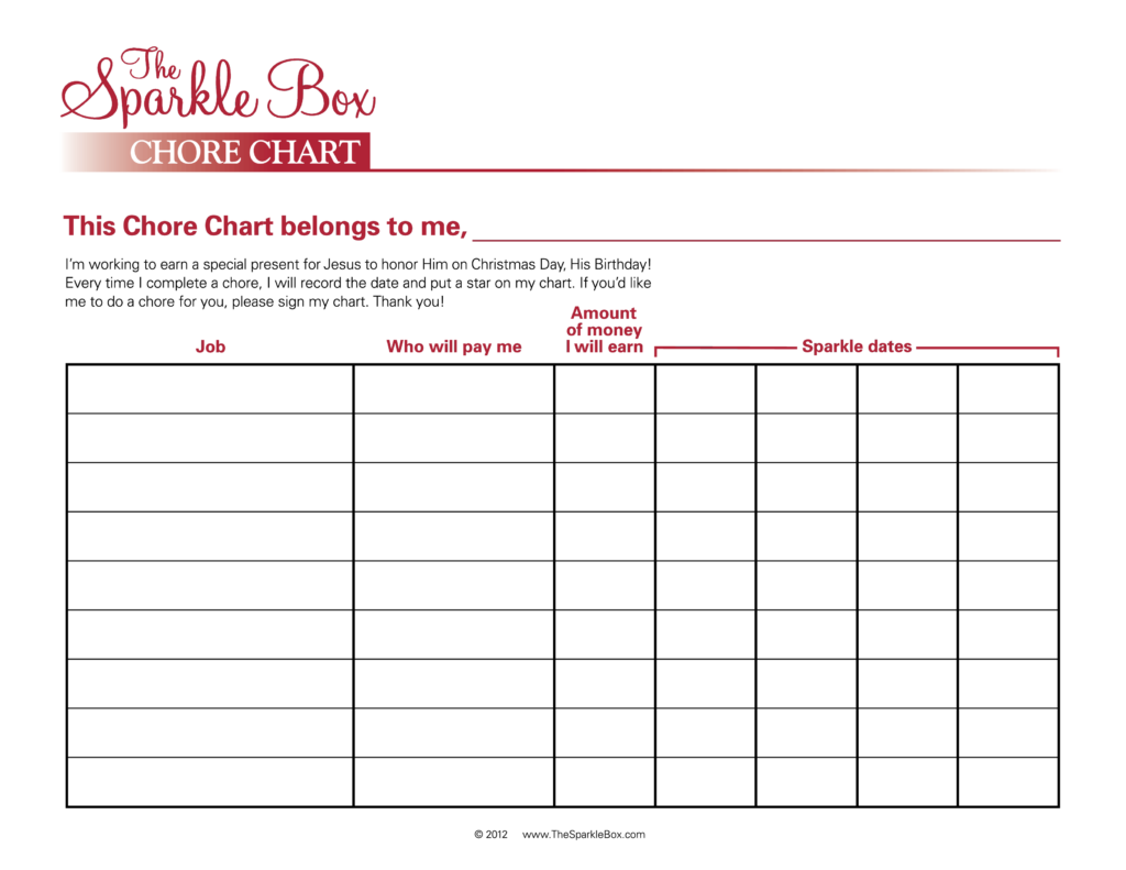  Blank Printable Chore Chart Allbusinesstemplates