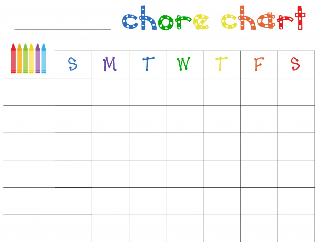 Blank Printable Chore Charts Room Surf