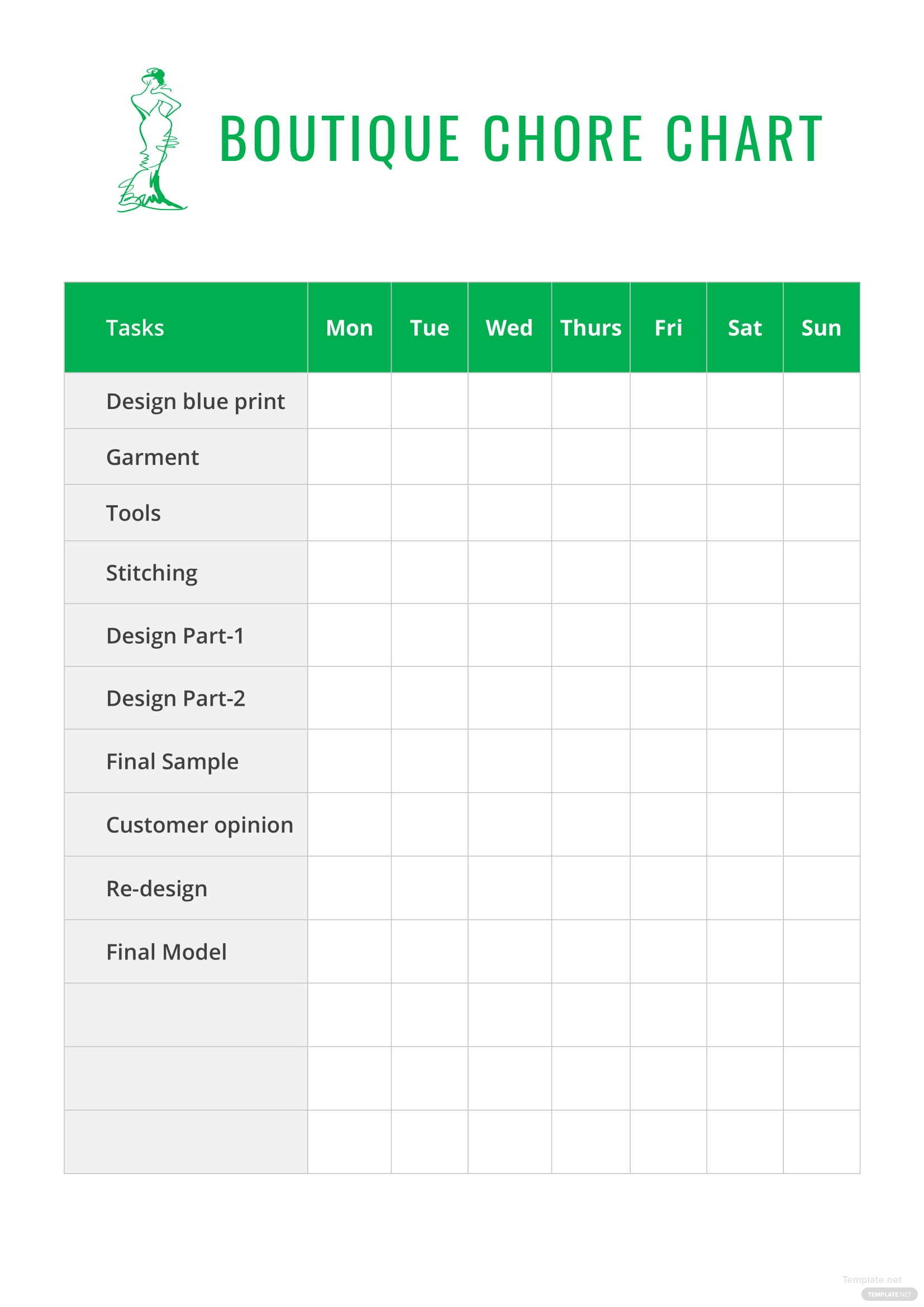 Boutique Chore Chart Template In Microsoft Word Template