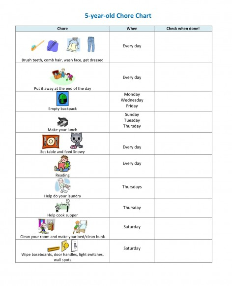 Children s Chore Chart Challenge