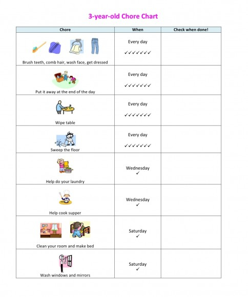 Children s Chore Chart Challenge