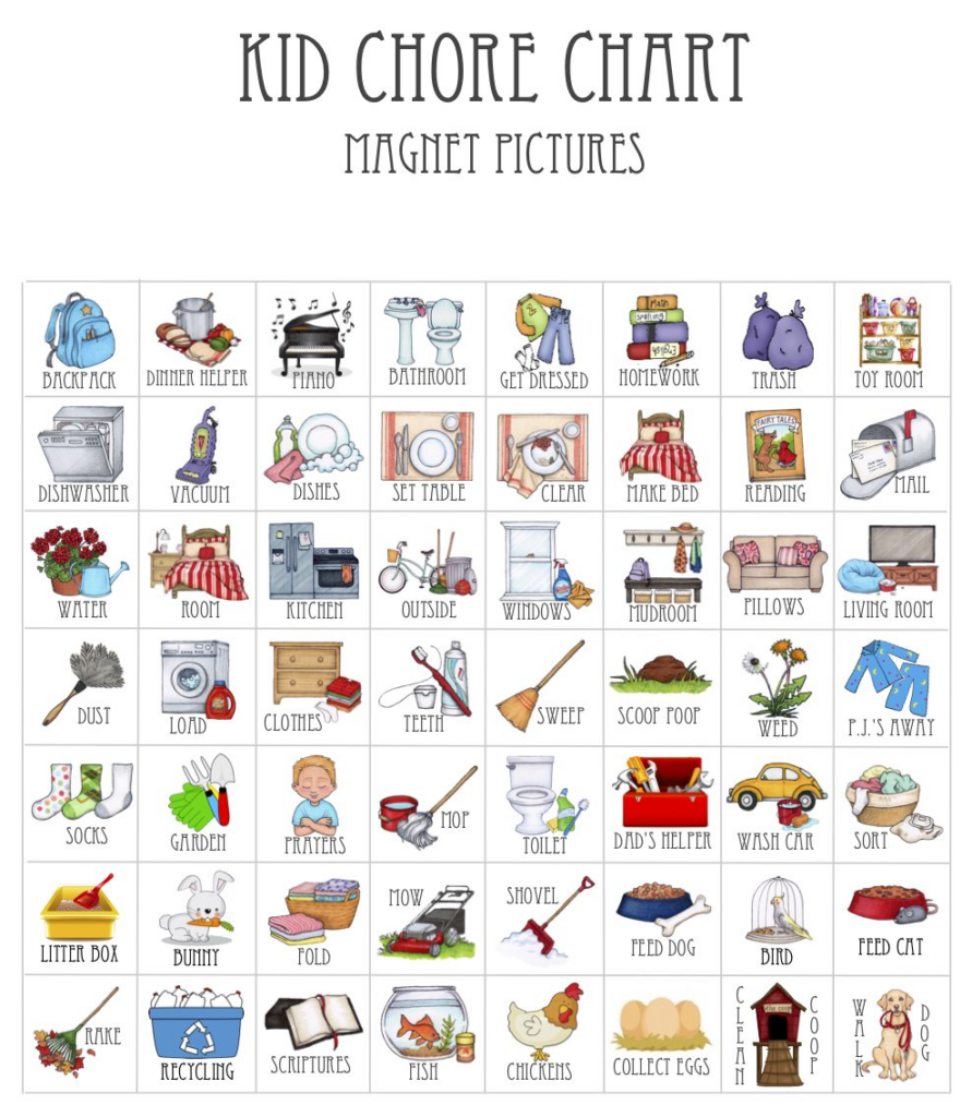 Chore Chart Picture Magnets Chore Chart Pictures Chore Chart Kids 