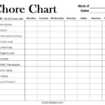 Chore Chart Template For 10 12 Years Old Children Important Chores For