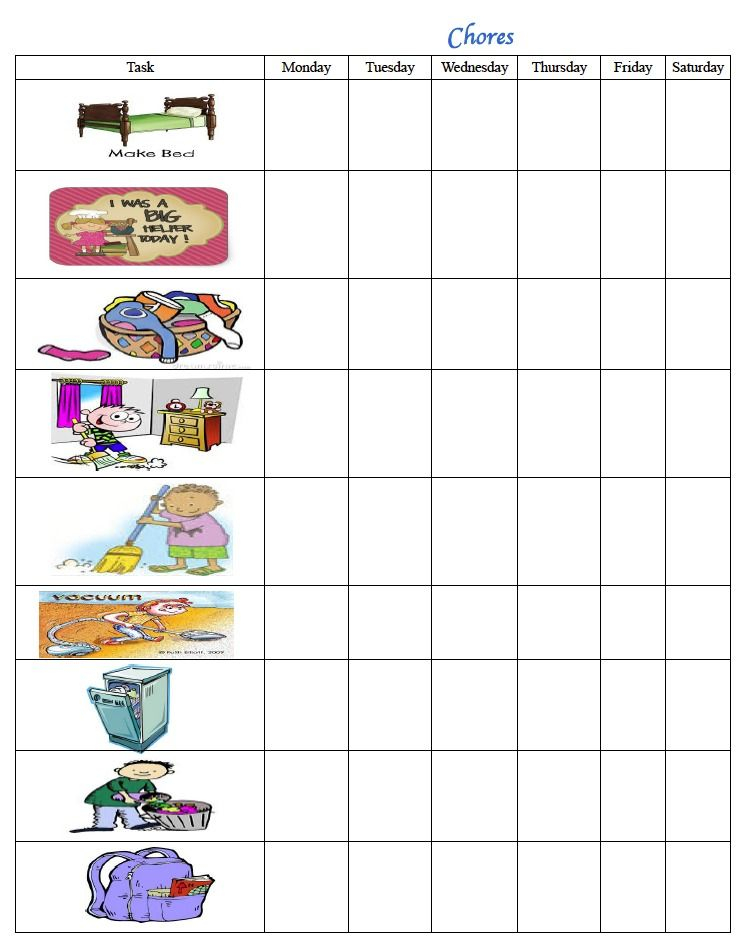 Chore Charts For 3 4 Year Olds Chart Walls