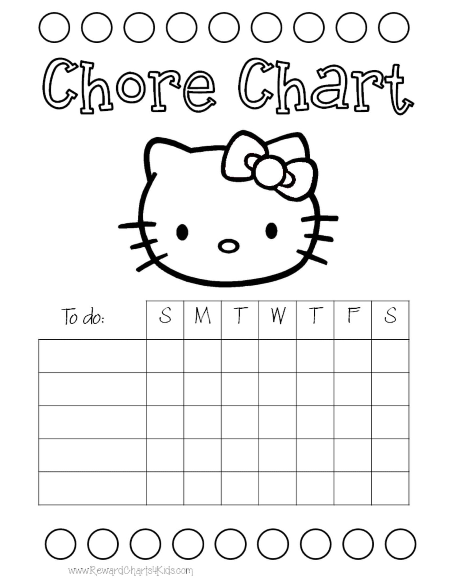 Hello Kitty Chore Chart Free Printable - PrintableChoreCharts.net