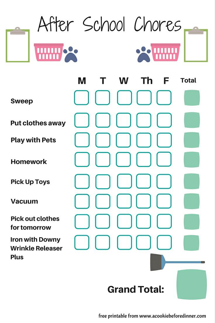 Chores For 6 To 8 Year Olds A Free Chore Chart Printable A Cookie 