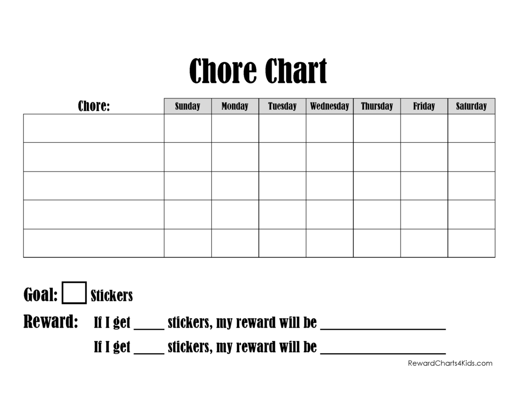 Chore Charts For 9 Year Olds Printable Pages PrintableChoreCharts