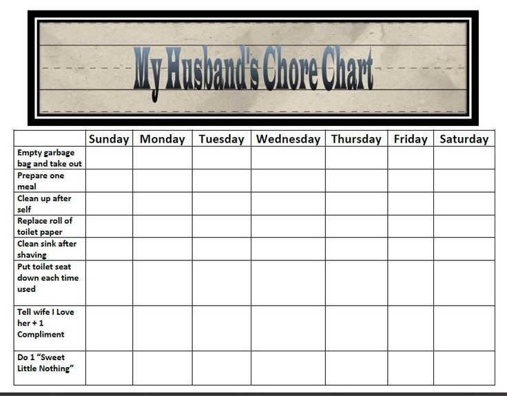 Classified Mom Wordless Wednesday Husband s Chore Chart Chore 