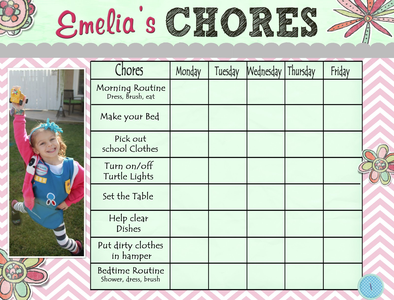 Creatively Quirky At Home Free Printable Chore Chart Also Earning 