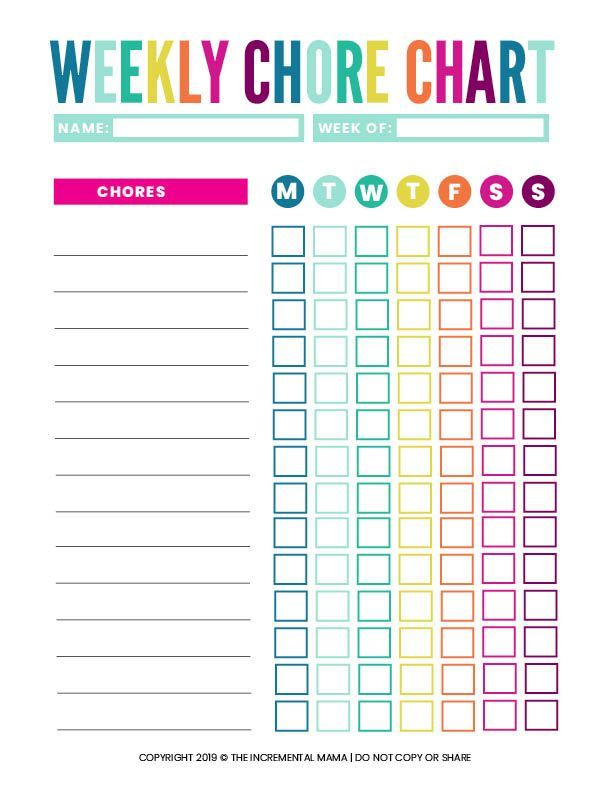 Cute Colorful Free Customizable Chore Chart Printable Kids Chore 