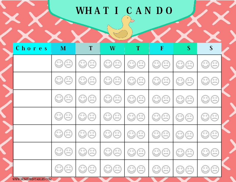 Cute Printable Chore Charts For Kindergarten Kids Home Printables