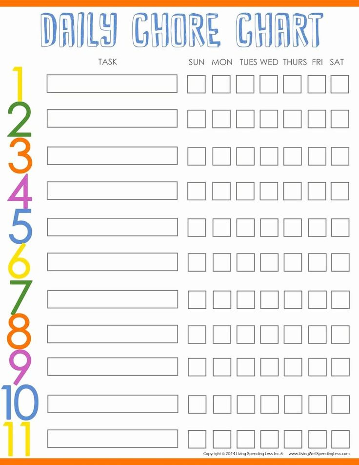 Daily Weekly Chore Chart Awesome Free Printable Weekly Chore Charts 