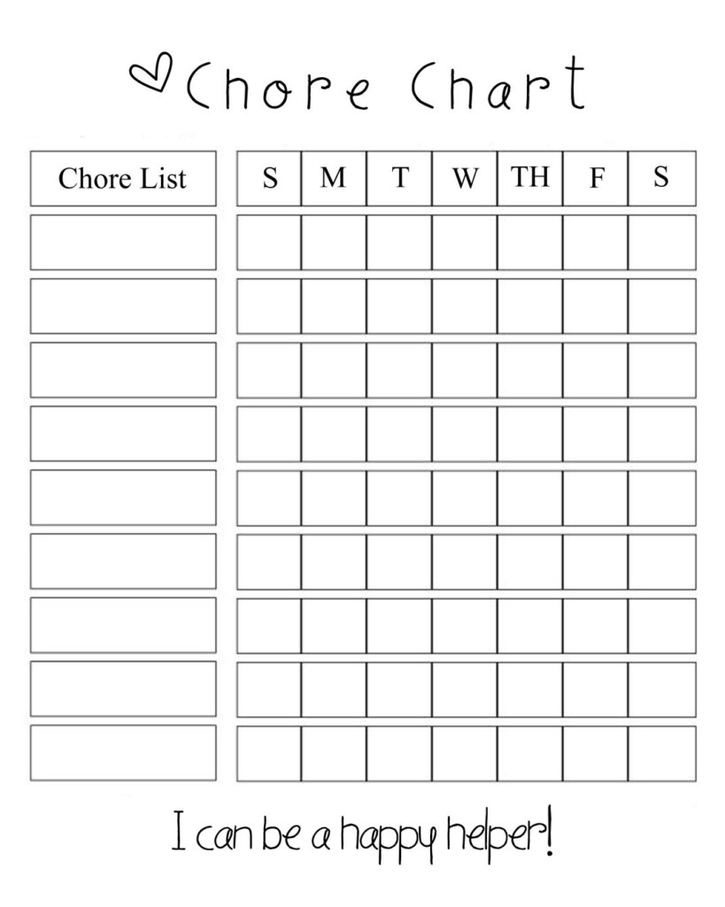 Make A Chore Chart Printable - PrintableChoreCharts.net