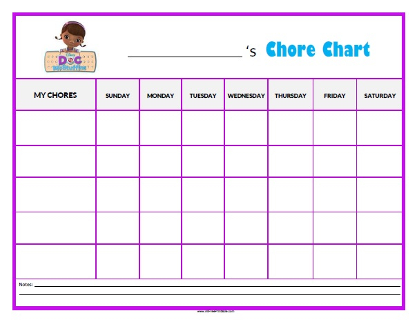 Doc McStuffins Chore Chart Free Printable