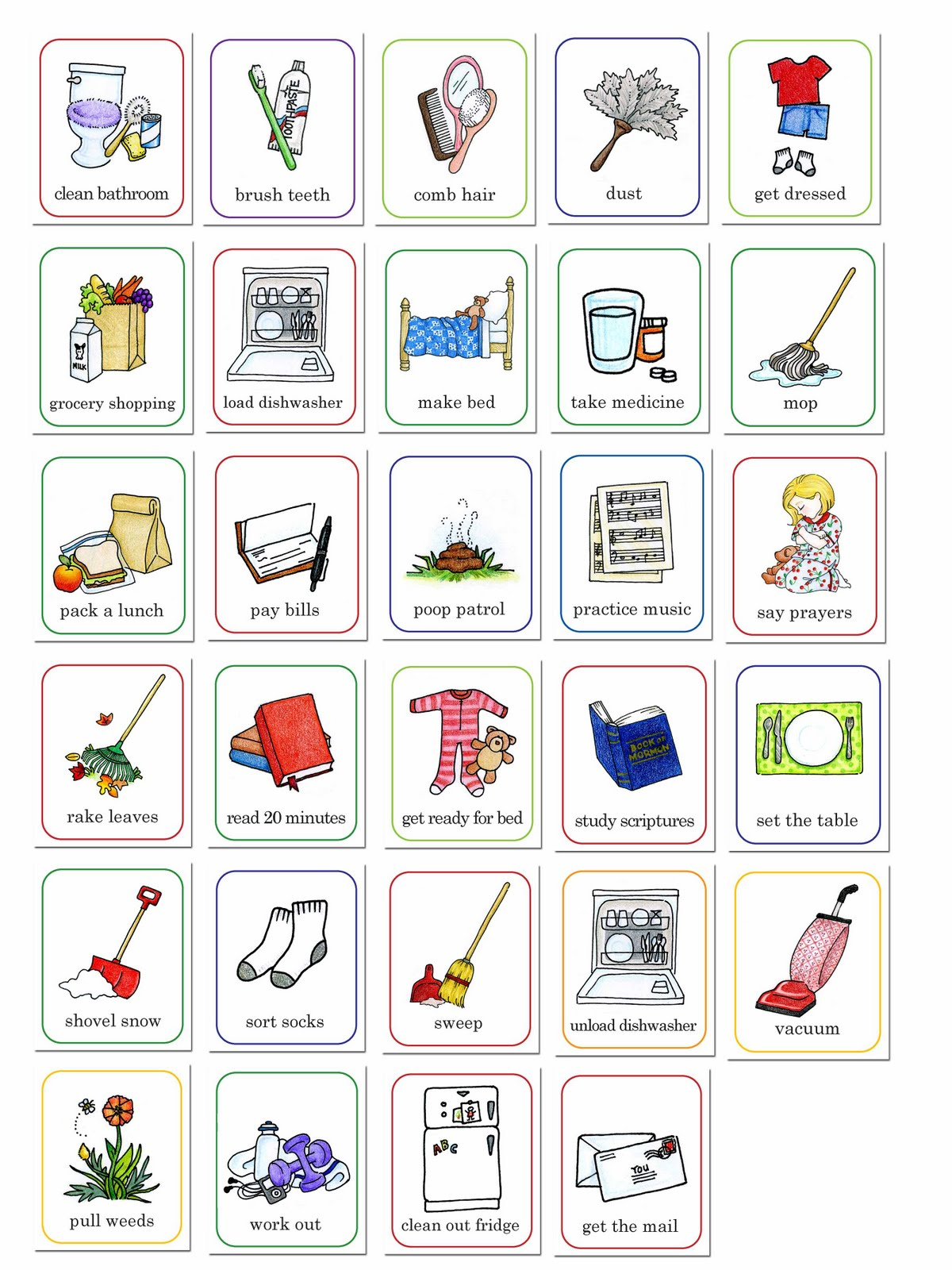 Draw Chore Chart For Kids Clip Art Library