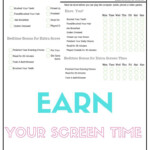 Earn Your Screen Time Free Printable Screen Time For Kids Chore List