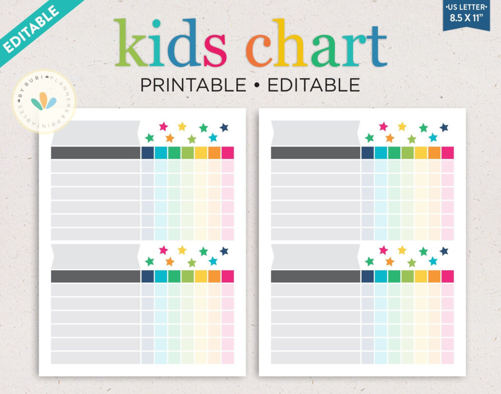 Editable Chore Chart Two Child Chore Chart Printable Etsy Chore 