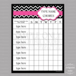 Editable Pink Chevron Chore Chart PDF File Instant