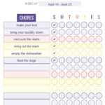 Editable Weekly Chore Chart PDF