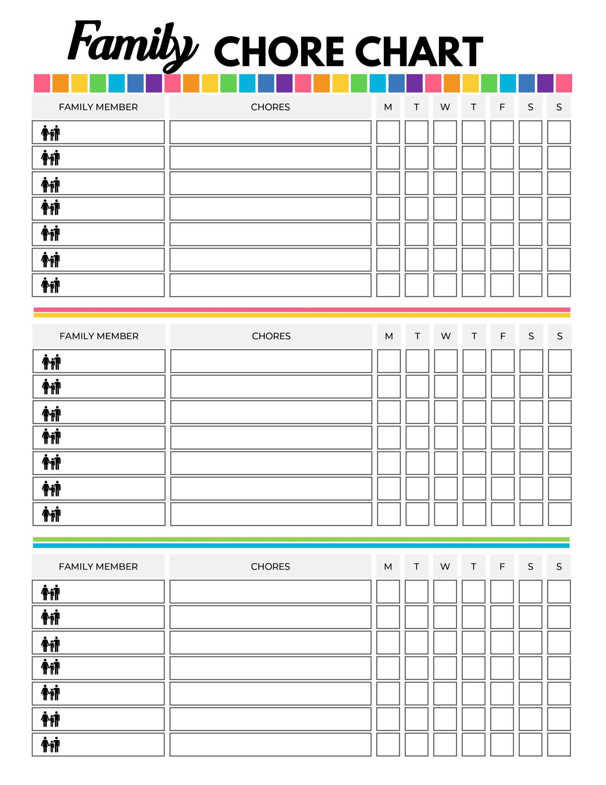 Family Chore Chart PDF Instant Download 8 5x11 Etsy In 2020 Family