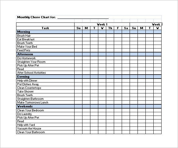 Family Chore Chart Template 14 Free Sample Example Format Download 