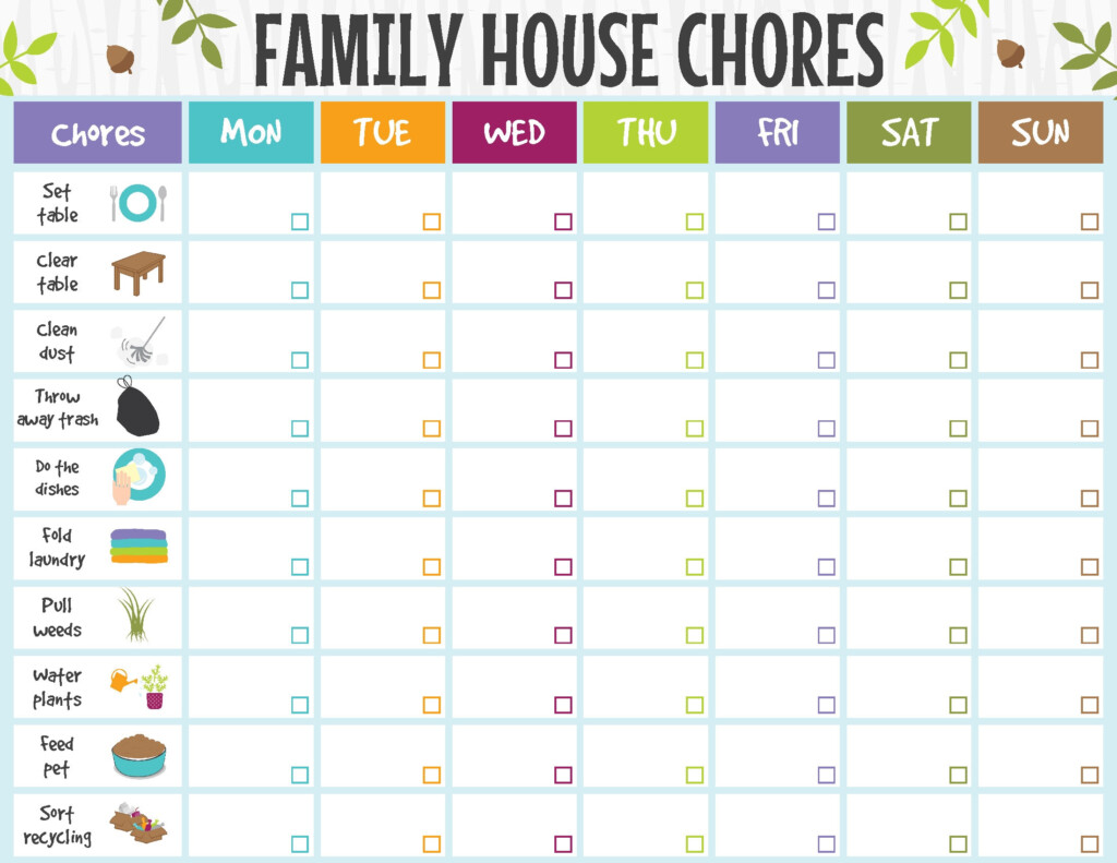 Family Chore Cleaning Chart Family Chore Chart House Etsy