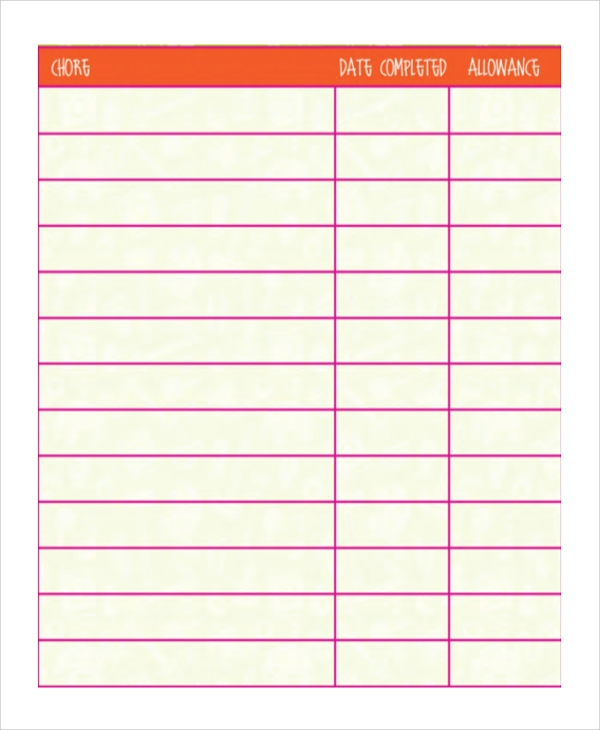 Printable And Editable Allowance Chore Chart - PrintableChoreCharts.net