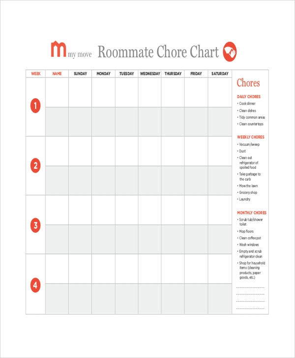 FREE 26 Sample Chore Chart Templates In Google Docs MS Word Pages 