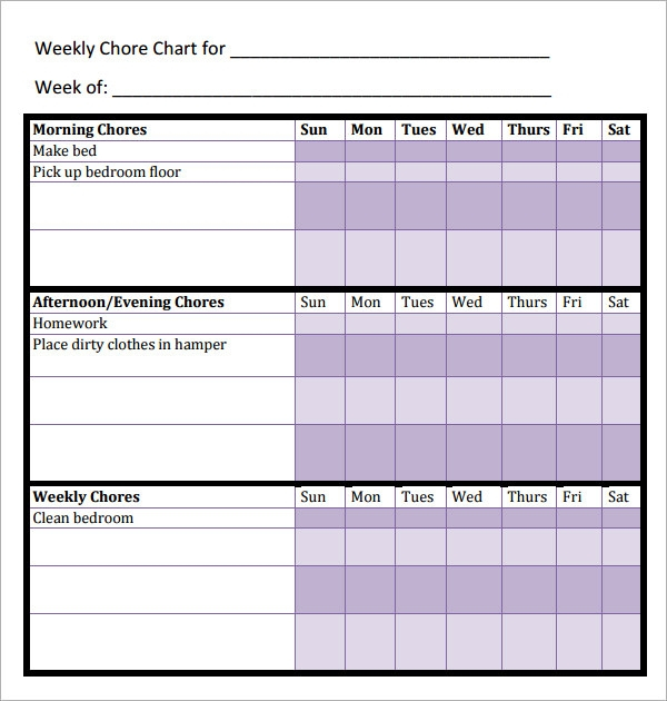 FREE 36 Sample Chore Chart Templates In Google Docs MS Word Pages 