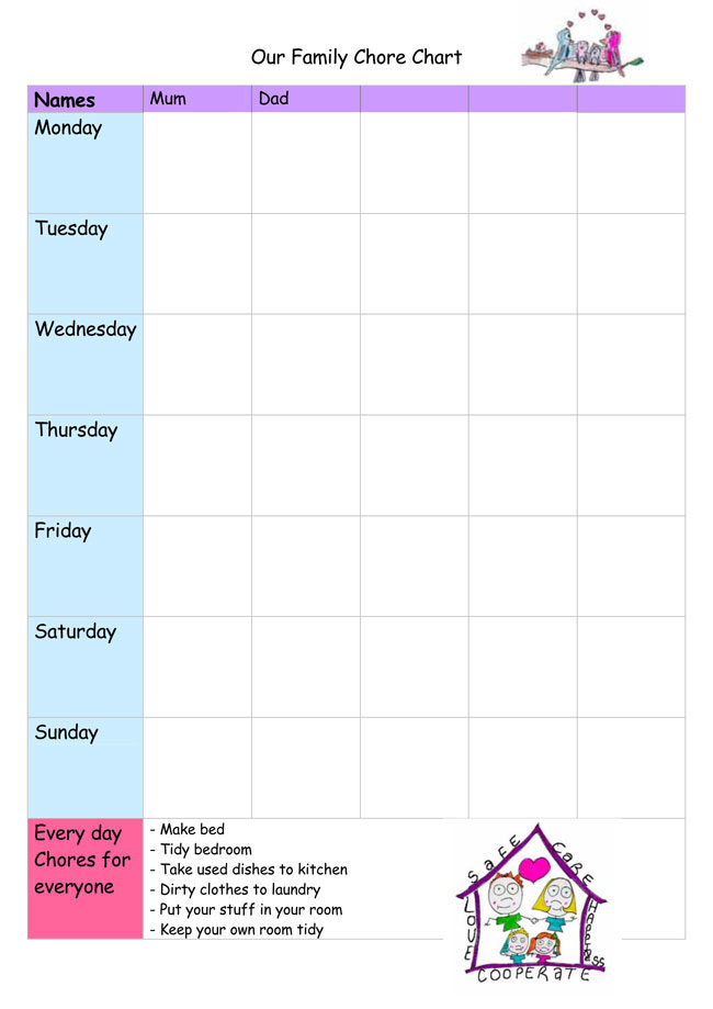 Free Blank Chore Chart Templates For Kids Families 