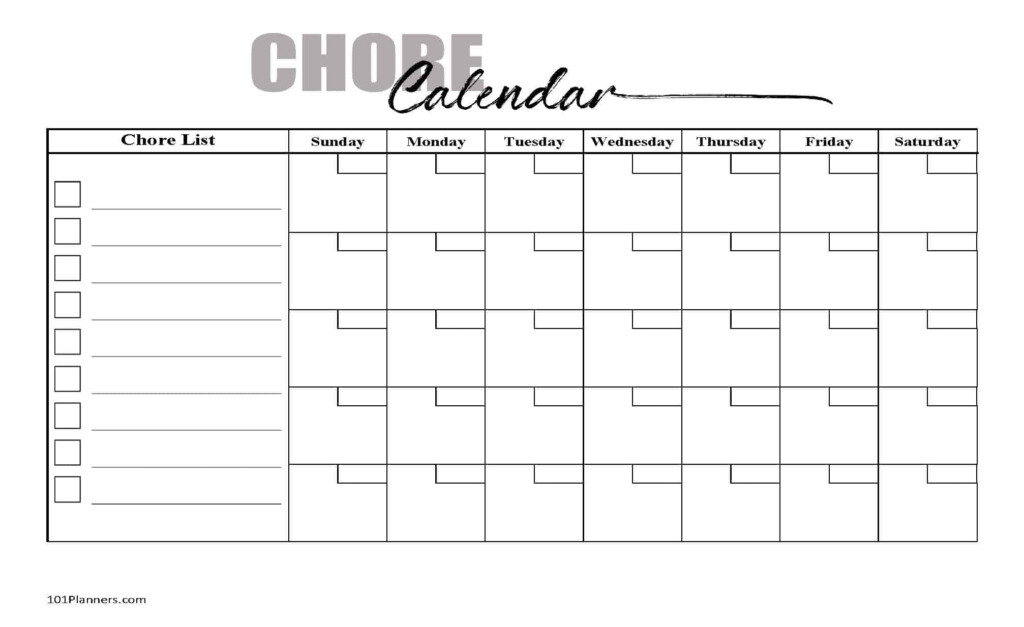 FREE Chore Chart Template 101 Different Designs