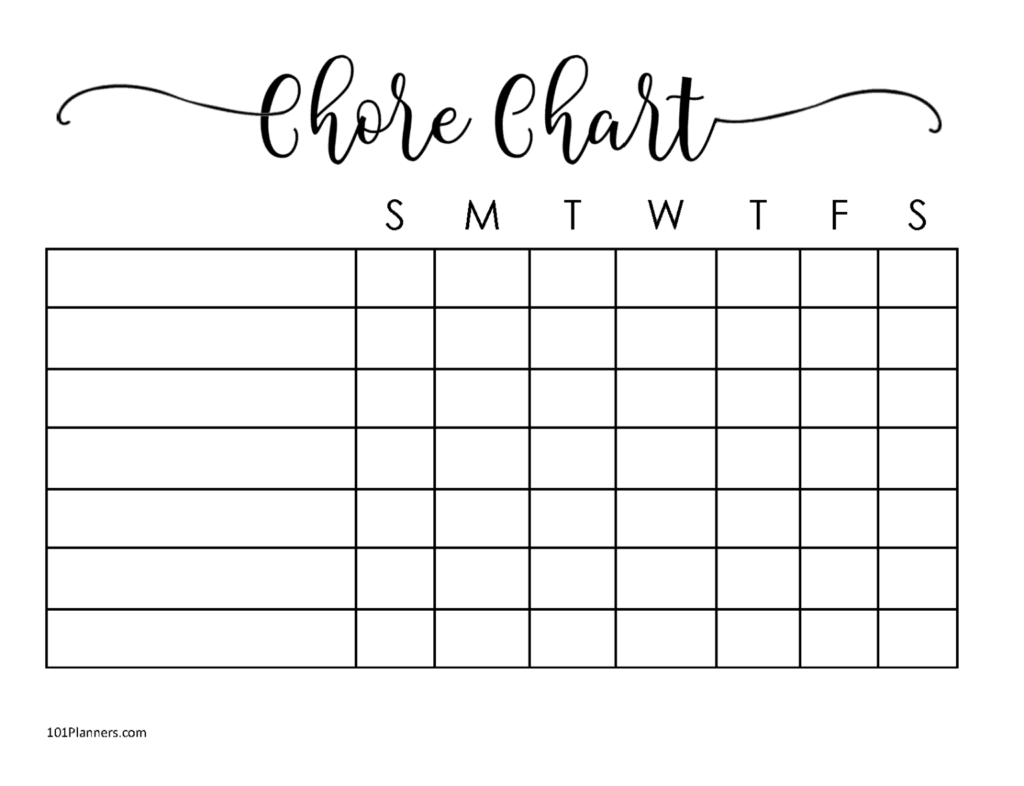 FREE Chore Chart Template 101 Different Designs