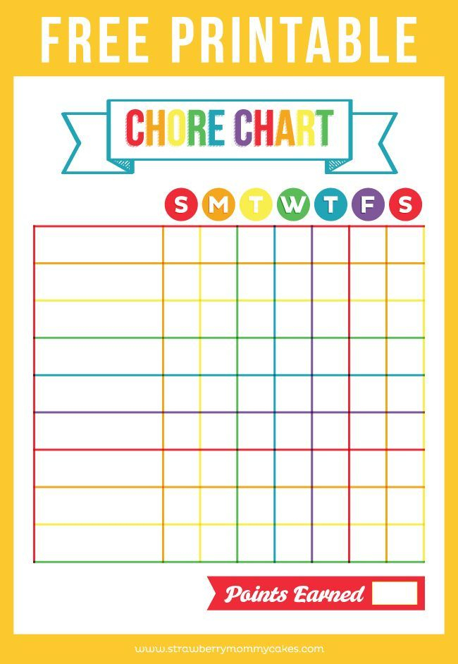 FREE Printable Chore Chart For Kids Chore Chart Kids Printable Chore