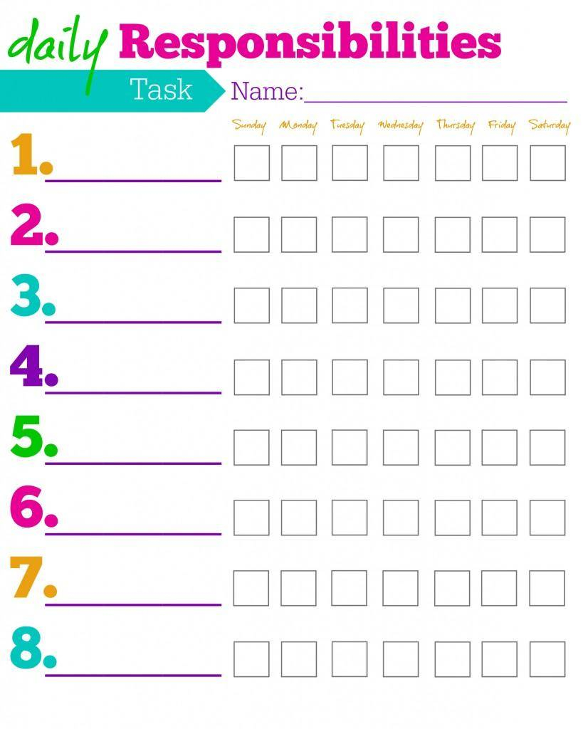 FREE Printable Chore Charts For Kids Ideas By Age