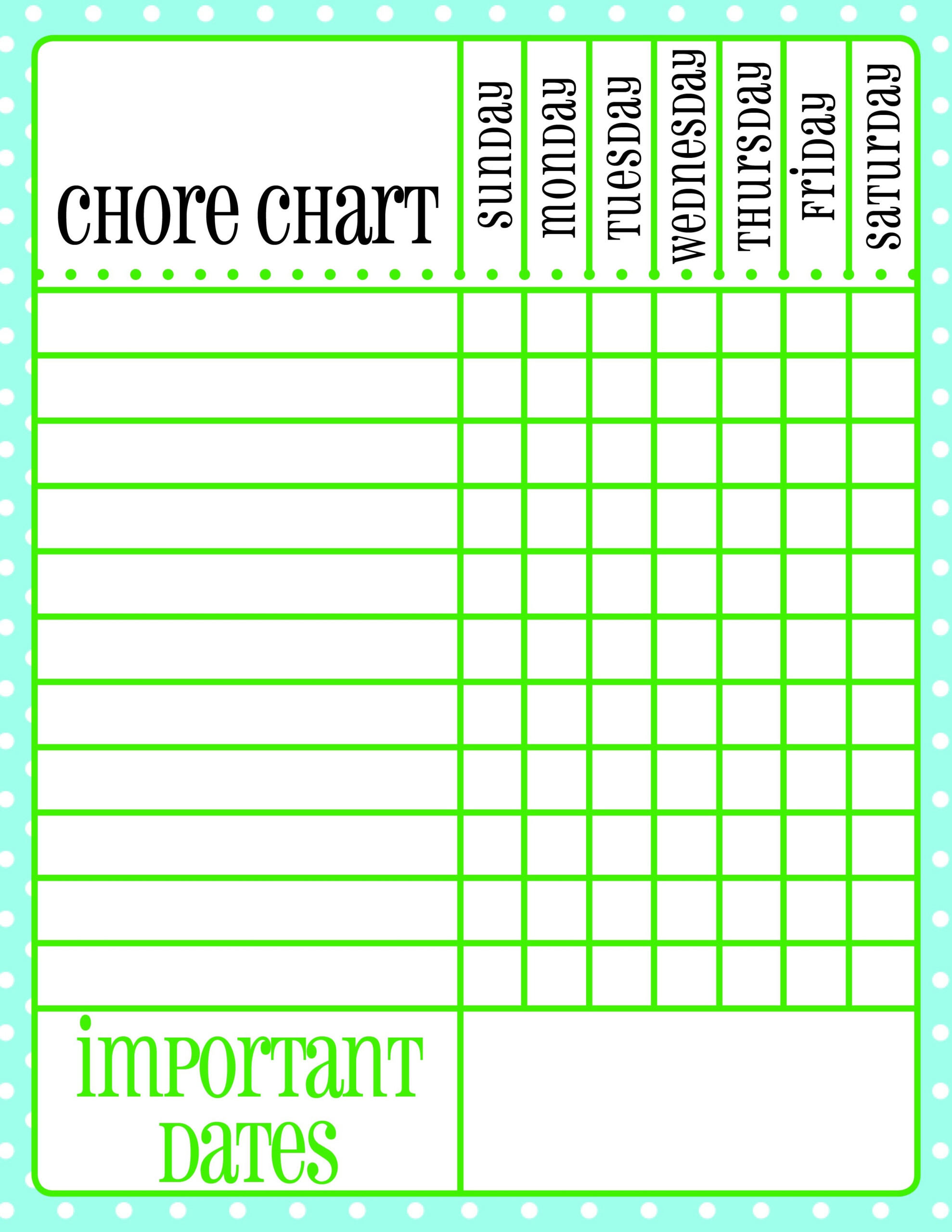 Free Printable Chore Charts For Multiple Children Free Printable