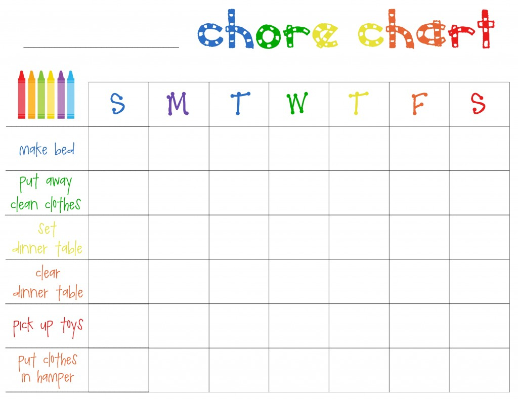 Free Printable Chore Charts For Toddlers