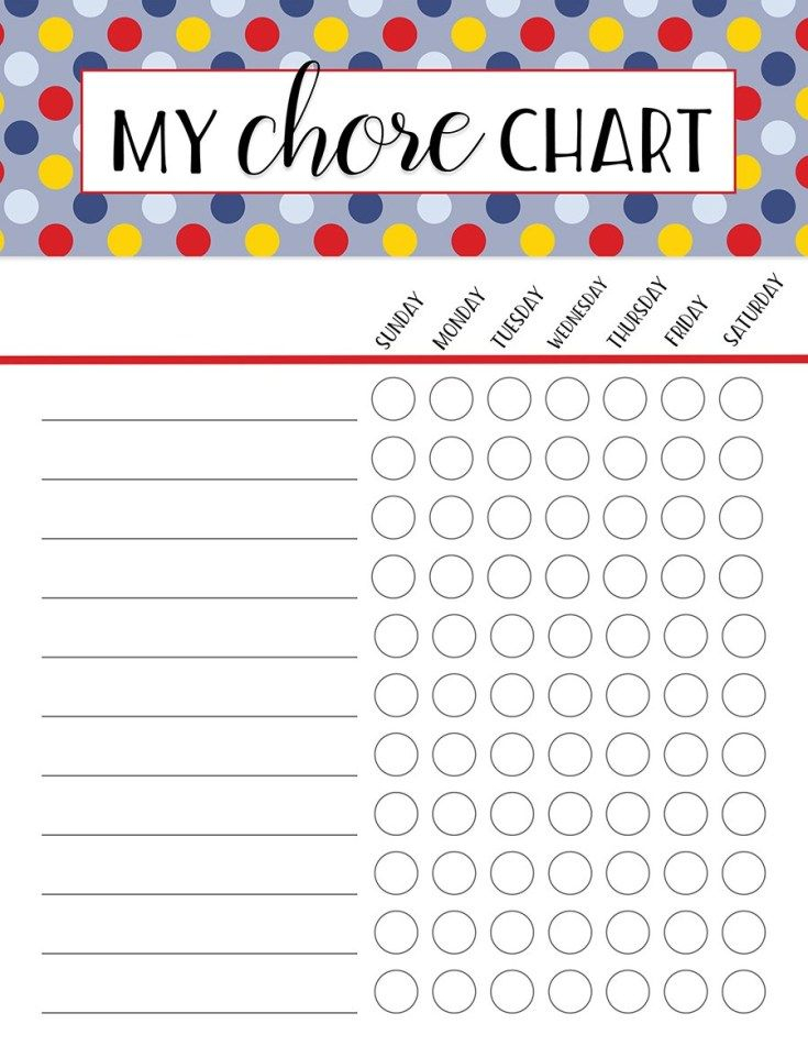 FREE Printable Chore Charts Six Clever Sisters Printable Chore 