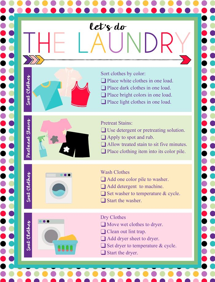 Laundry Chore Chart For Teen Printable