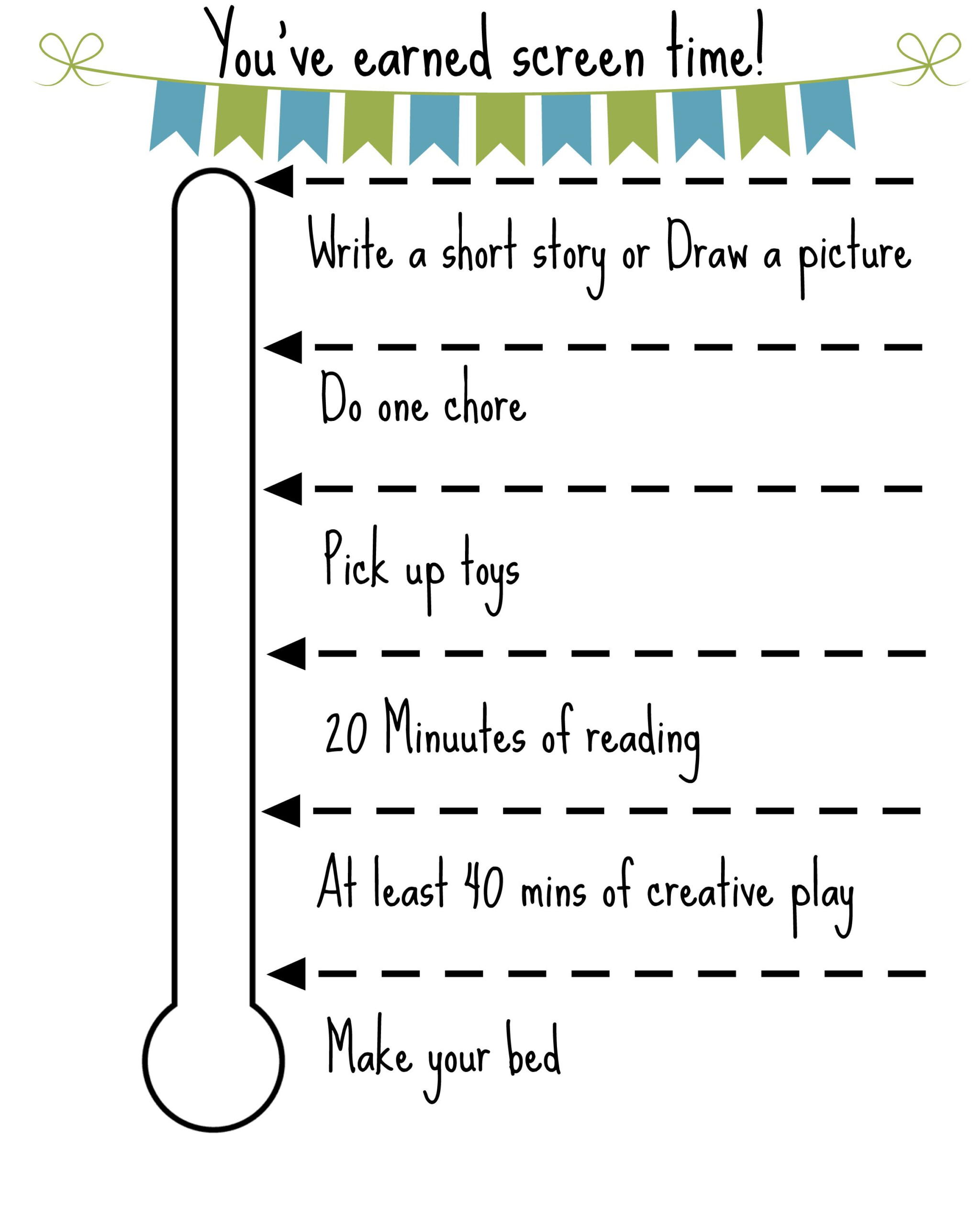 Free Printable Screen Time Chart Screen Time Chart Kids Schedule 