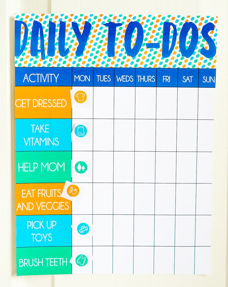 Free Printable Toddler Chore Chart And Stickers Play Party Plan