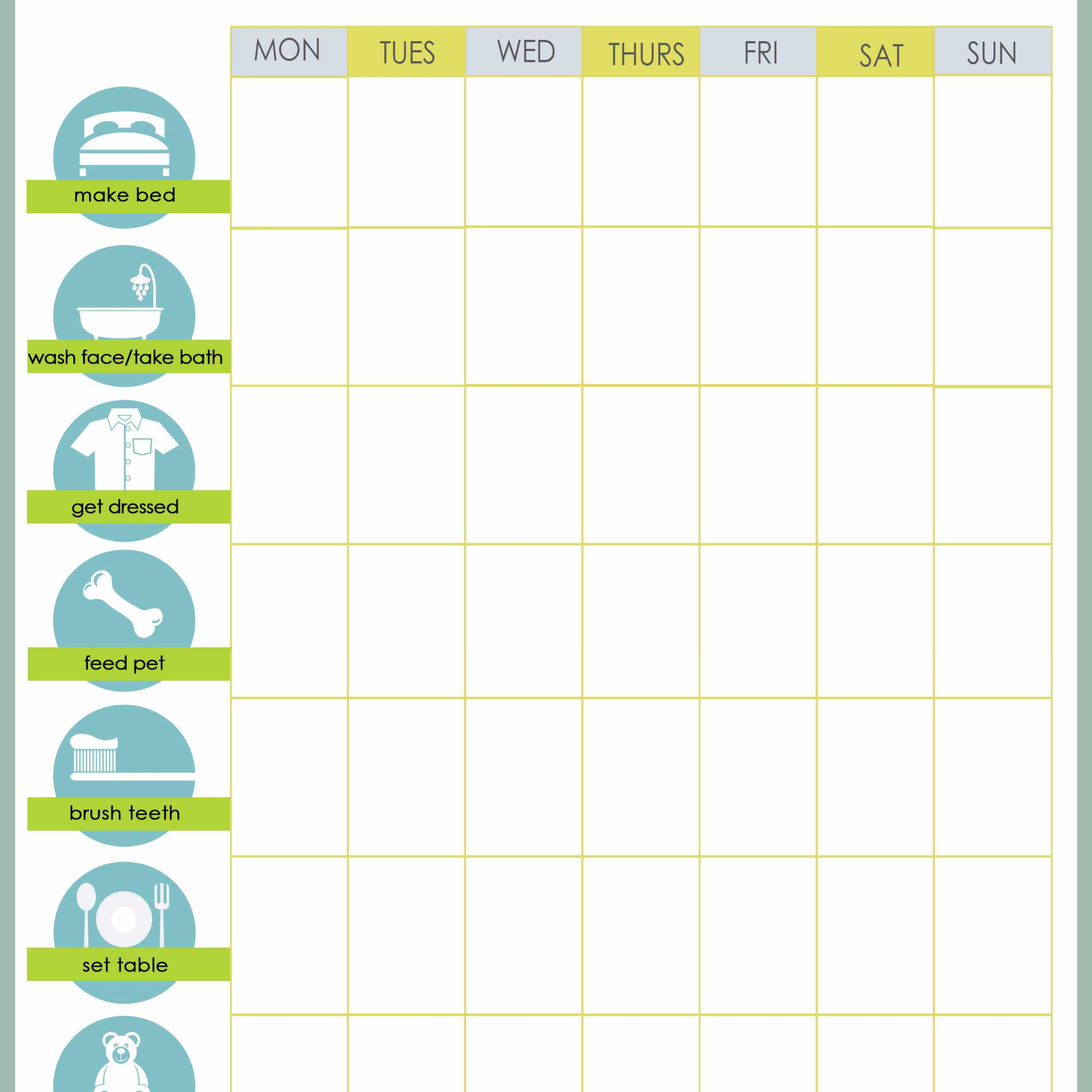 Free Printable Weekly Chore Charts