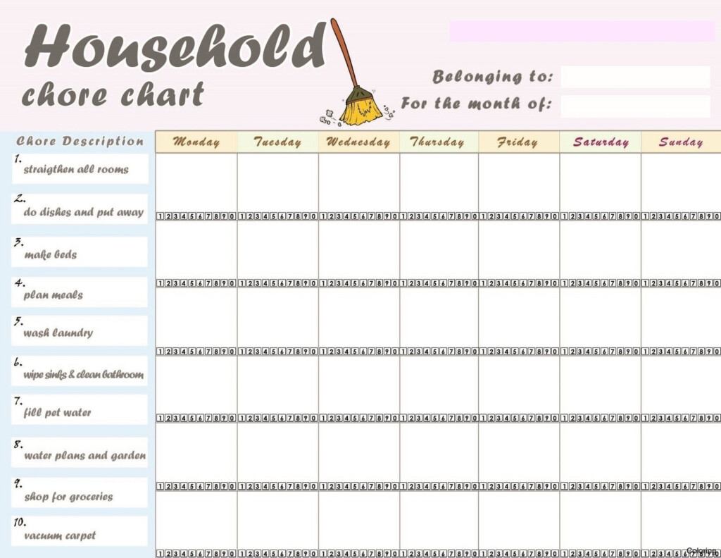 Free Printable Weekly Chore Charts Chore Chart For Adults Printable 