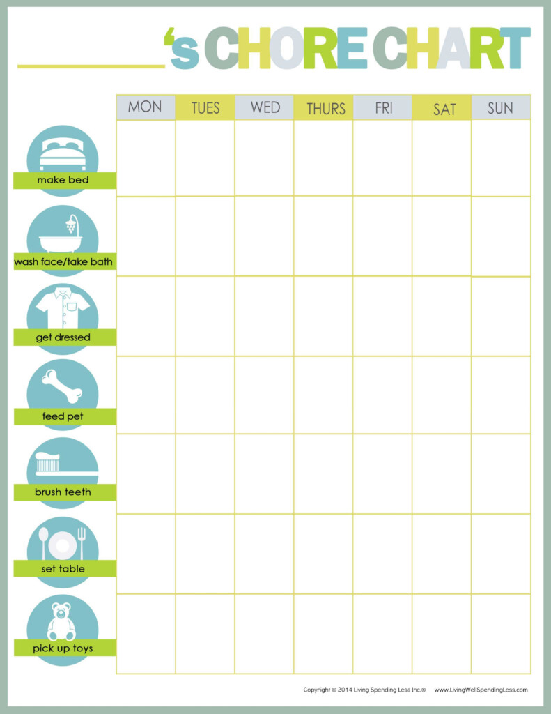Free Printable Weekly Chore Charts Chore Chart Kids Chore Chart For 