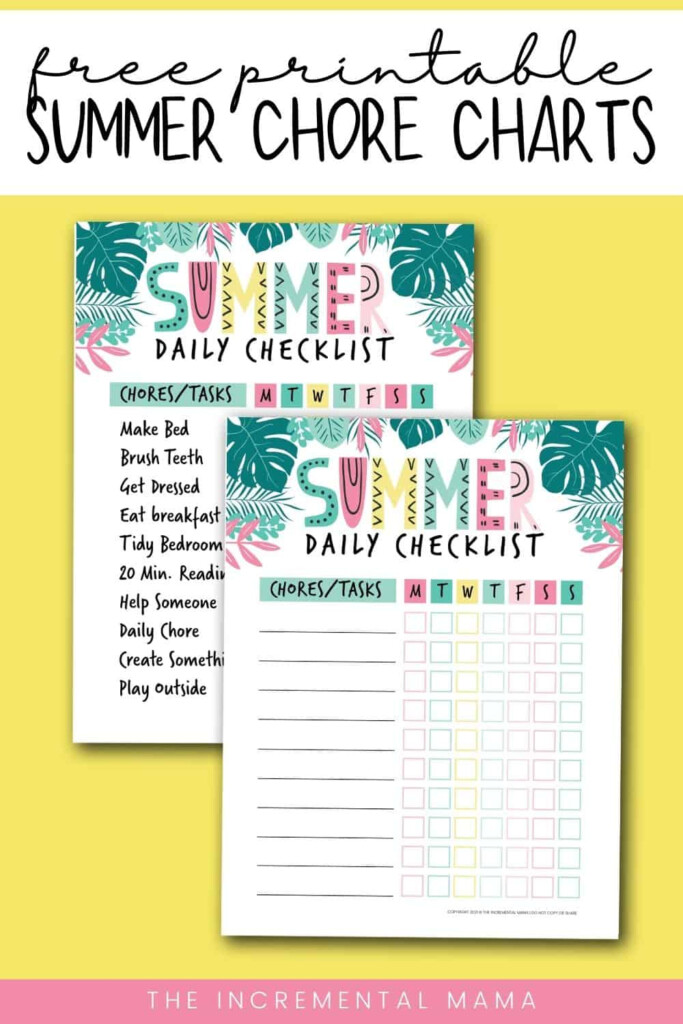 Free Summer Chore Chart To Keep Kids Busy Mom Happy