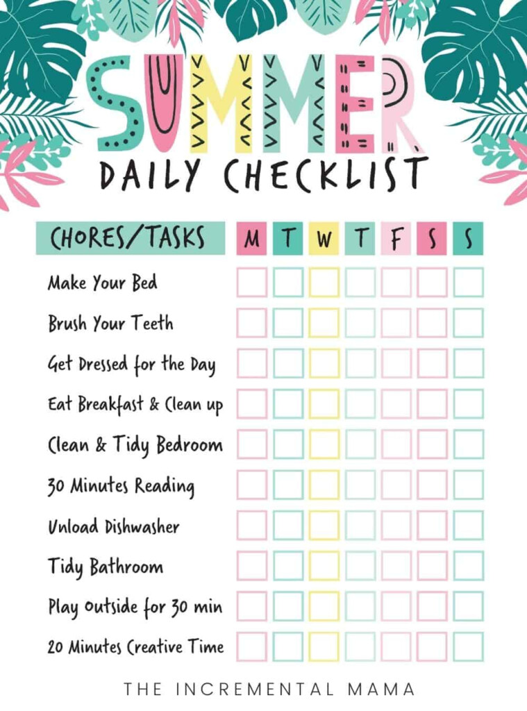 Free Summer Chore Chart To Keep Kids Busy Mom Happy